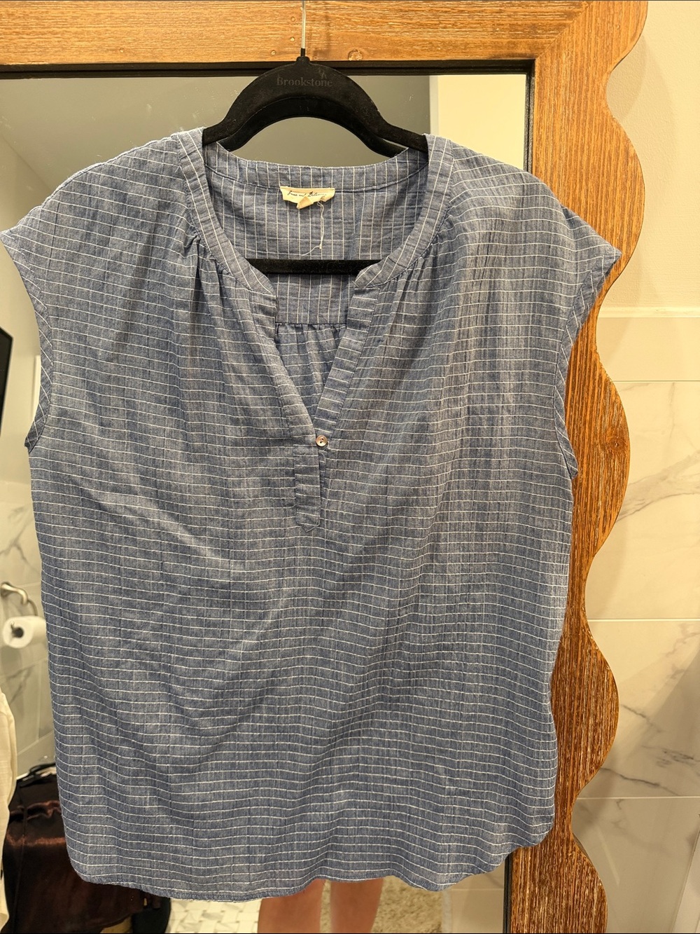 Jane and Delancey Blue Striped Cap Sleeve Top